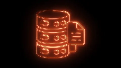 Glowing neon database icon isolated on black background. HD Video motion gr.. Video stock 304240352