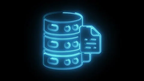 Glowing neon database icon isolated on black background. HD Video motion gr.. Video stock 304240362