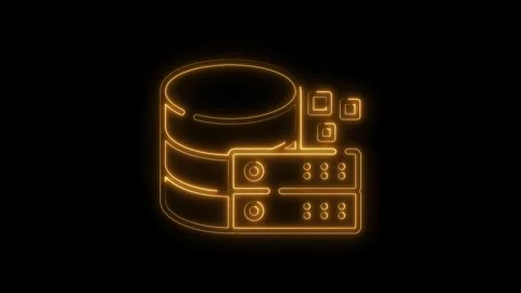 Glowing Neon Database Server Icon Isolated Black Background Technology Conc.. Stock Footage 315655010