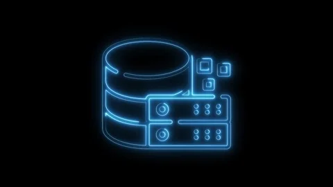 Glowing Neon Database Server Icon Isolated Black Background Technology Data.. Stock Footage 315655017
