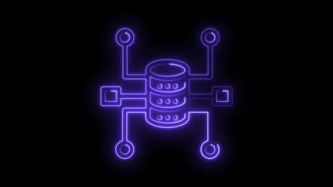 Glowing neon database server network connection concept animated on black Stock Footage 322961330