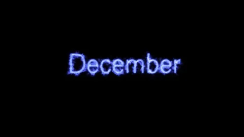 Glowing neon December text on black background with vibrant light effect. R.. Stock Footage 336077883