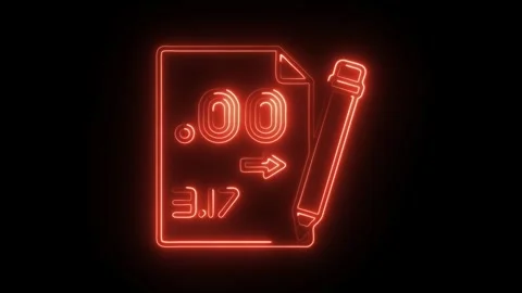 Glowing neon decimal icon isolated on black background. HD Video motion gra.. Video stock 314643010
