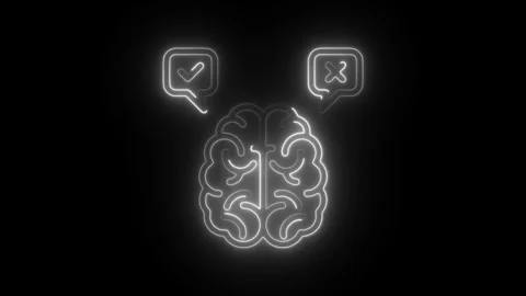 Glowing neon decision icon isolated on black background. HD Video motion gr.. Stock Footage 304110068