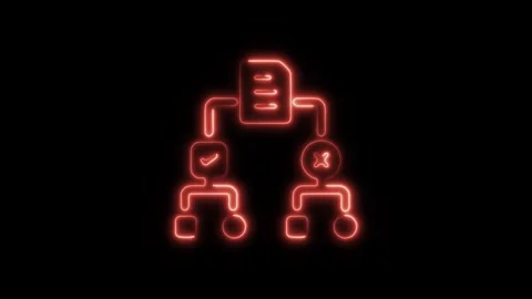 Glowing neon decision tree isolated on black background. HD Video motion gr.. Stock Footage 303552241