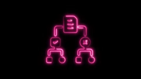 Glowing neon decision tree isolated on black background. HD Video motion gr.. Stock Footage 303552269
