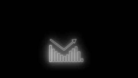 Glowing neon declining bar chart icon animation 動画素材 335103279