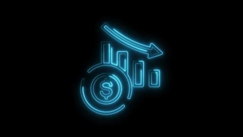 Glowing neon decrease chart with dollar icon representing recession or fina.. Stock Footage 312317346