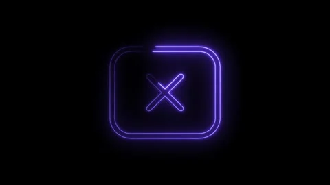 Glowing neon delete button animation on black background for user interface.. Stock Footage 314543058