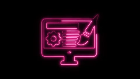 Glowing Neon Design Software Icon Isolated, HD Motion Graphic Representing .. Stock Footage 301274369
