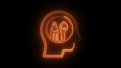 Glowing neon design thinking icon isolated on black background. HD Video mo.. 動画素材 304109985
