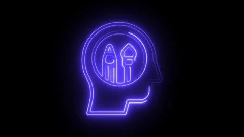 Glowing neon design thinking icon isolated on black background. HD Video mo.. 動画素材 304110000