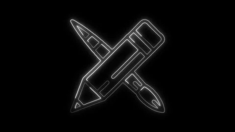 Glowing neon Design Tools icon isolated on black background. HD Video motio.. Stock Footage 316157074