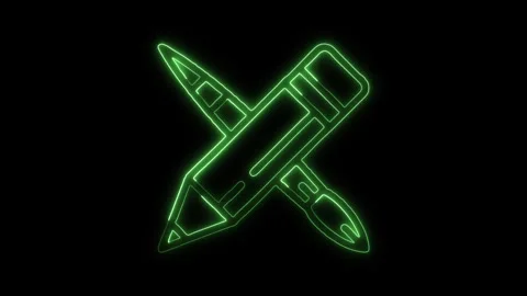 Glowing neon Design Tools icon isolated on black background. HD Video motio.. Stock Footage 316157075