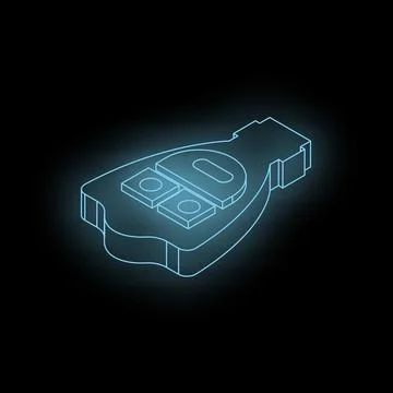 Glowing neon detergent bottle icon on dark background Illustrazione stock