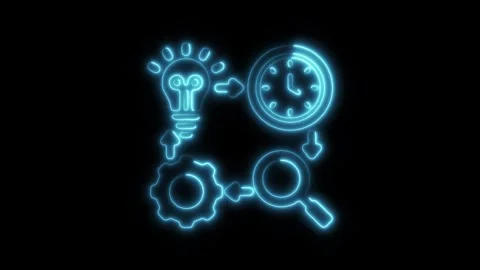 Glowing neon development isolated on black background. HD Video motion grap.. Stock Footage 303552151