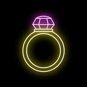 Glowing neon diamond ring symbolizing luxury and commitment Stock Illustration