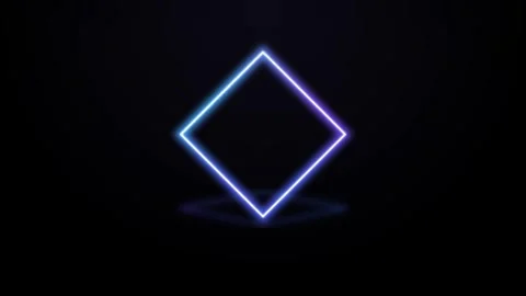 Glowing Neon Diamond Shape Transitions with Gradient Light in Dark Studio Video stock 343425955