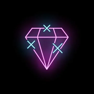 Glowing neon diamond symbol representing luxury wealth Stock Illustration