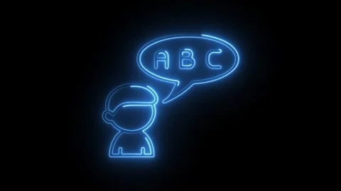 Glowing neon diction icon isolated on black background. HD Video motion gra.. Stock Footage 304534702