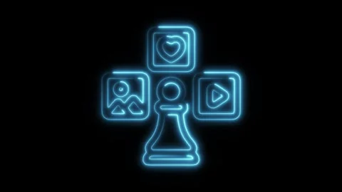 Glowing neon digital content icon isolated on black background. HD Video mo.. Stock Footage 304171219