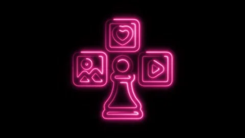 Glowing neon digital content icon isolated on black background. HD Video mo.. Stock Footage 304171255