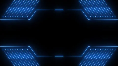 Glowing neon digital HUD frame futuristic borders empty sharp lines field a.. Vídeos de archivo 332723388