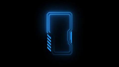 Glowing neon digital HUD frame futuristic animation. Neon blue digital HUD .. 스톡 동영상 332723396