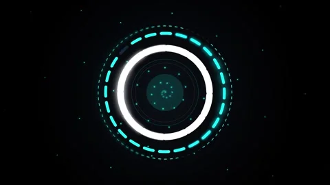 Glowing neon digital HUD interface circle loading bar rotating in dark spac.. Stock Footage 345897042