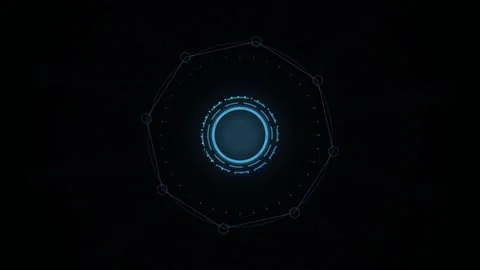 Glowing neon digital loading circle animation on black screen Stock Footage 346001585