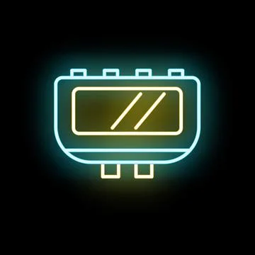 Glowing neon digital timer clock display icon Stock Illustration