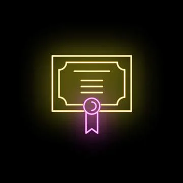 Glowing neon diploma icon representing education achievement Illustration