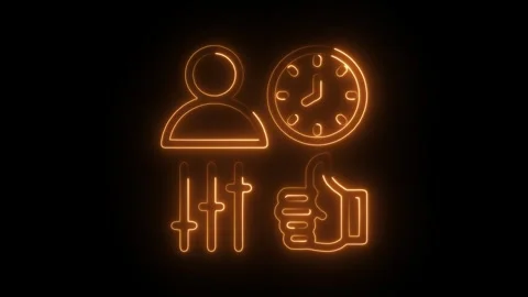 Glowing neon discipline icon isolated on black background. HD Video motion .. Stock Footage 304106445