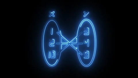 Glowing neon discrete math icon isolated on black background. HD Video moti.. Stock Footage 314643036