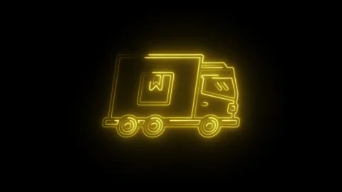 Glowing neon dispatch icon isolated on black background. HD Video motion gr.. Video stock 314642461