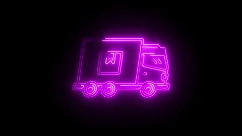 Glowing neon dispatch icon isolated on black background. HD Video motion gr.. Video stock 314642469