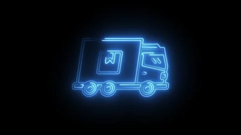 Glowing neon dispatch icon isolated on black background. HD Video motion gr.. Video stock 314642470