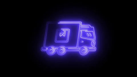 Glowing neon dispatch icon isolated on black background. HD Video motion gr.. Video stock 314642471