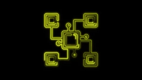 Glowing neon Distributed icon isolated on black background. HD Video motion.. Stock Footage 316237940