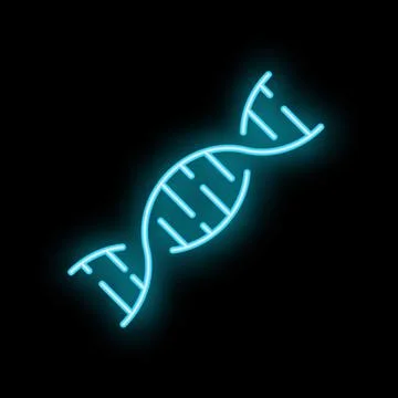 Glowing neon dna double helix on black background Stock Illustration