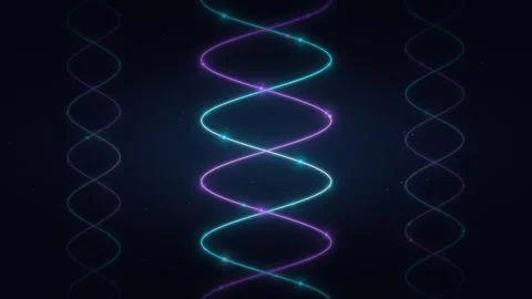 Glowing Neon DNA Helix Loop Animation 4k Видео 338082502