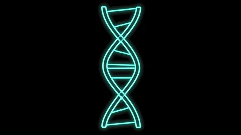 Glowing neon dna helix rotating and pulsing center screen vertical seamless.. 库存影片 339791554