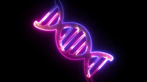 Glowing neon DNA or Double helix icon isolated on black background. Outline.. Stock Footage 294228845