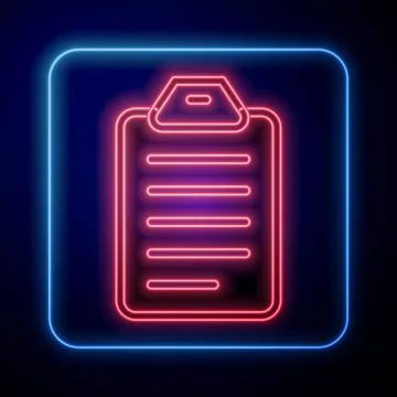 Glowing neon To do list or planning icon isolated on black background. Vector Stock Illustration