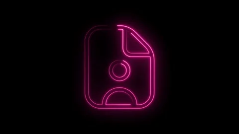 Glowing neon document icon animated on dark backdrop creative ui folder graph Stock Footage 314545375