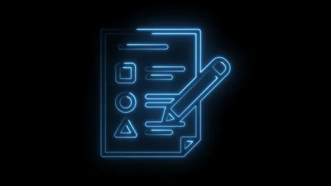Glowing neon document with pencil outlining digital form creation animated .. Stock Footage 346000239