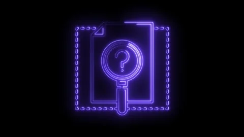 Glowing neon document search animation revealing questions and information .. Stock Footage 316674927
