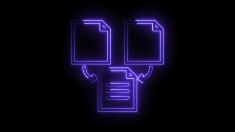 Glowing Neon Document Transfer Icon Animation Abstract Data Exchange Concep.. Stock Footage 314573931