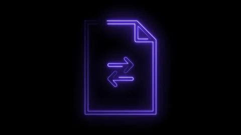 Glowing Neon Document Transfer Icon with Arrows Symbolizing Data Exchange a.. Stock Footage 314574120