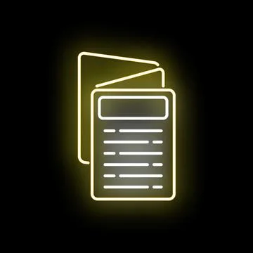 Glowing neon documents and list icon on black イラスト素材